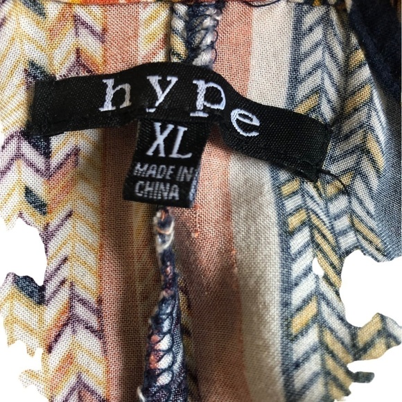 Hype Maxi Dress Women XL Blue Orange Boho Racerback - Picture 6 of 8